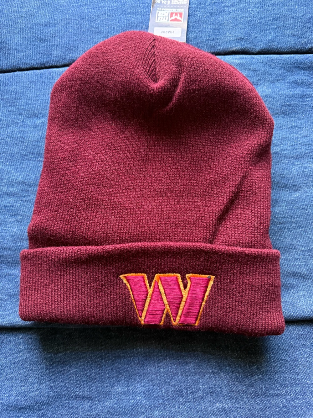NFL Commanders Maroon Knit Beanie Hat with Logo Embroidery